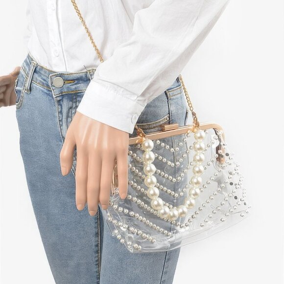 Stone Studded Transparent Clutch - Picture 2 of 7